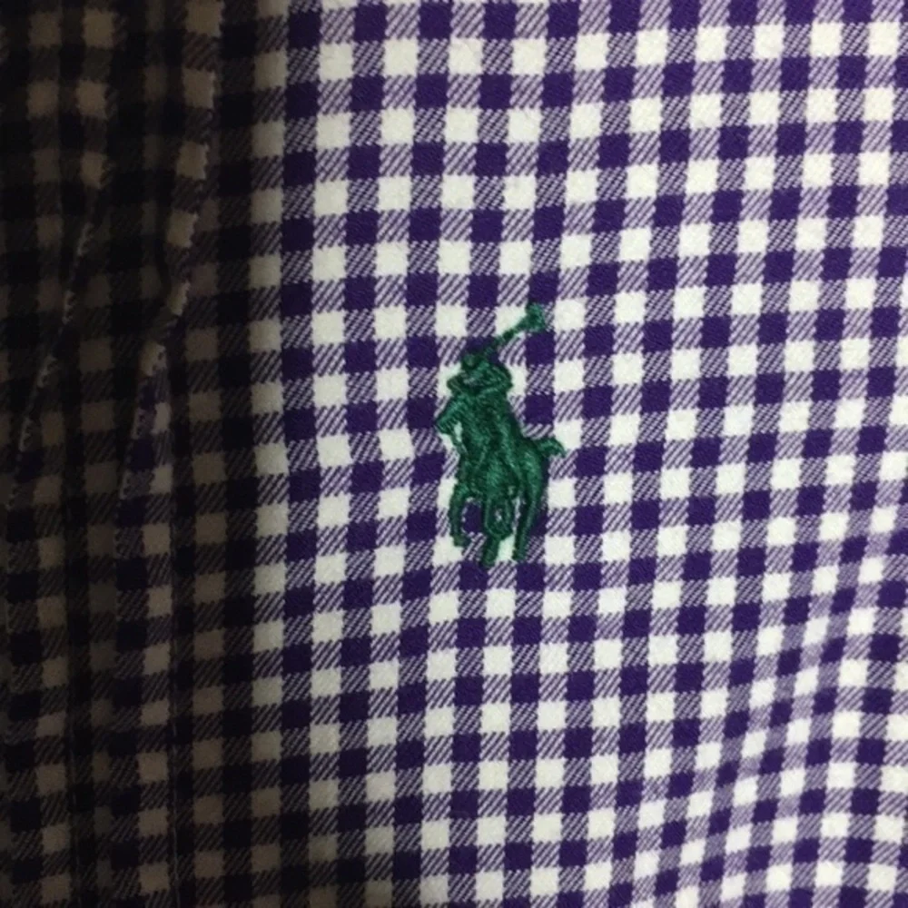 RALPH LAUREN purple & white gingham pintuck dress